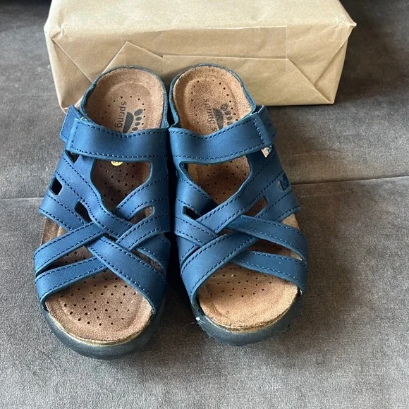 Spring Step Comfort Sandals Women's EU 37 / US 6.5–7 Navy Blue Leather Wedge - Picture 4 of 6